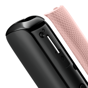 Close-up of Rose Gold Augmented Pattern Ploom AURA front panel, detached from device.
