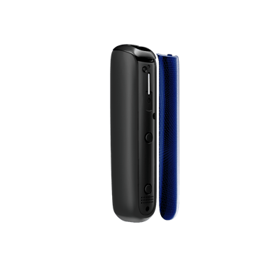 Navy Blue Augmented Pattern Ploom AURA front panel side view, separated from device.