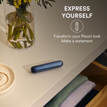 Ploom AURA front panel in Navy Blue Augmented Pattern: express yourself with different vibrant colors.
