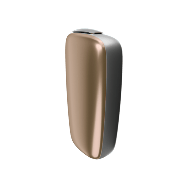 Ploom X Advanced front panel champagne gold side facing
