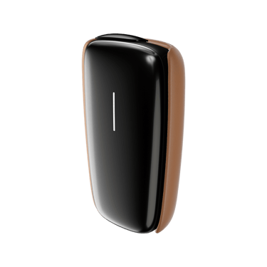 Ploom X Advanced leather back cover brown open lateral shot