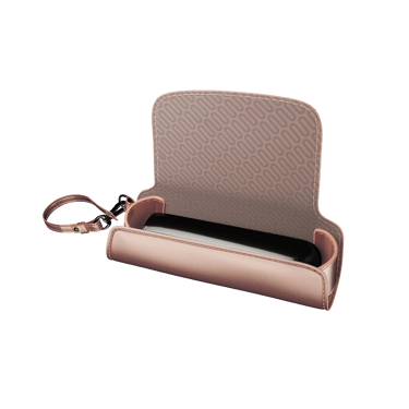 Lateral view of a Rose Gold Solo Carry Case with Ploom AURA device and sticks (not included)