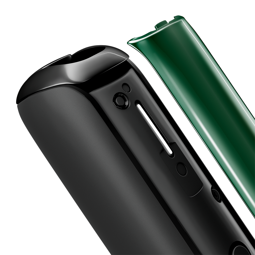 Close-up of Amazon Green Ploom AURA front panel, detached from device.
