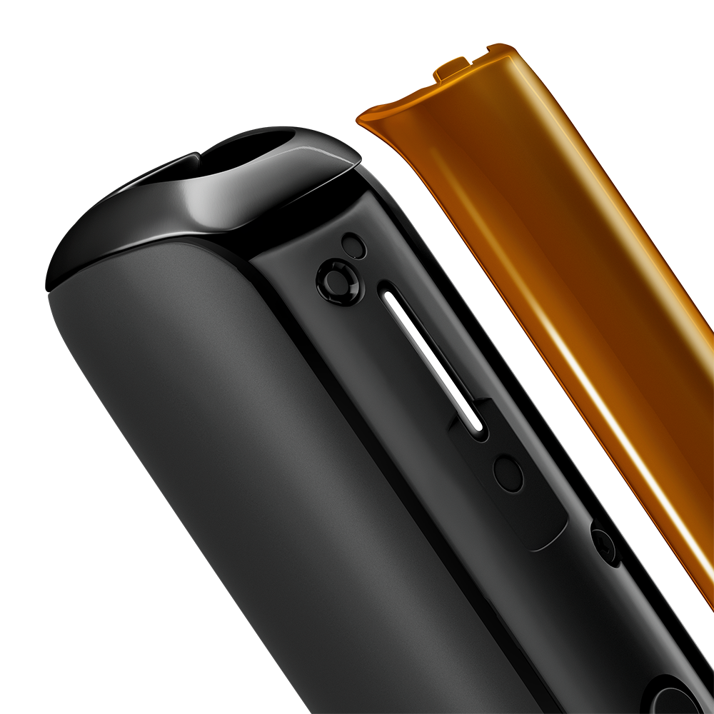 Close-up of Mango Sorbet Ploom AURA front panel, detached from device.
