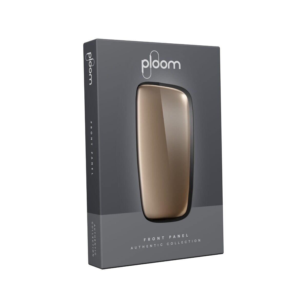 Ploom X Advanced front panel champagne gold packaging
