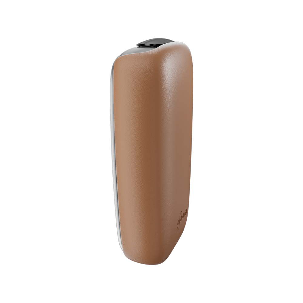 Ploom X Advanced leather back cover brown extra angle
