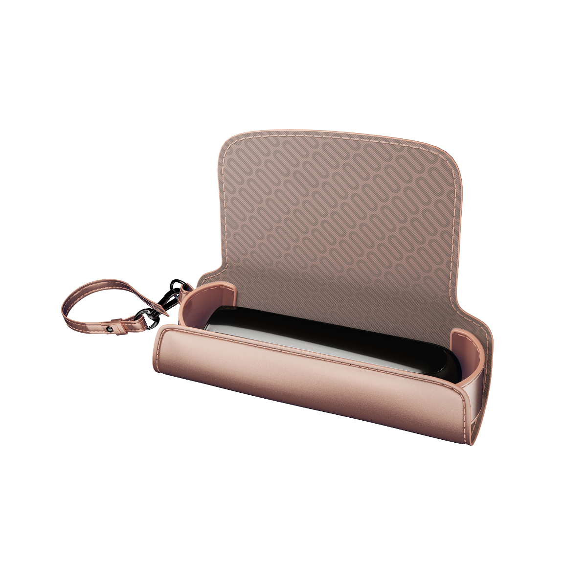 Lateral view of a Rose Gold Solo Carry Case with Ploom AURA device and sticks (not included)
